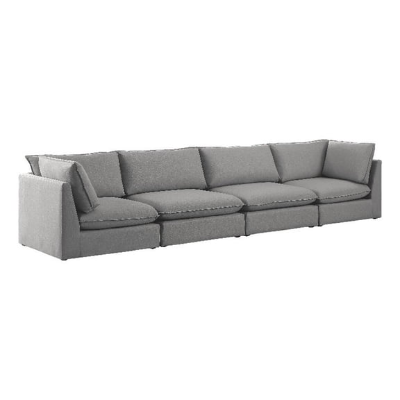 Bowery Hill Contemporary Upholstered Grey Durable Linen Textured Modular Sofa