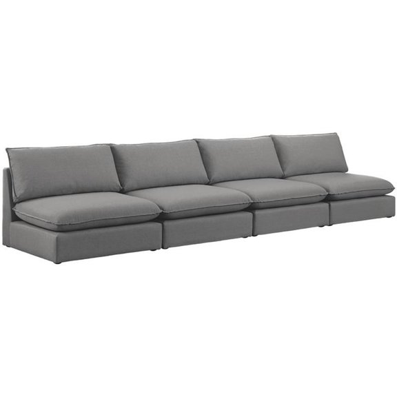 Bowery Hill Contemporary Upholstered Grey Durable Linen Textured Modular Sofa
