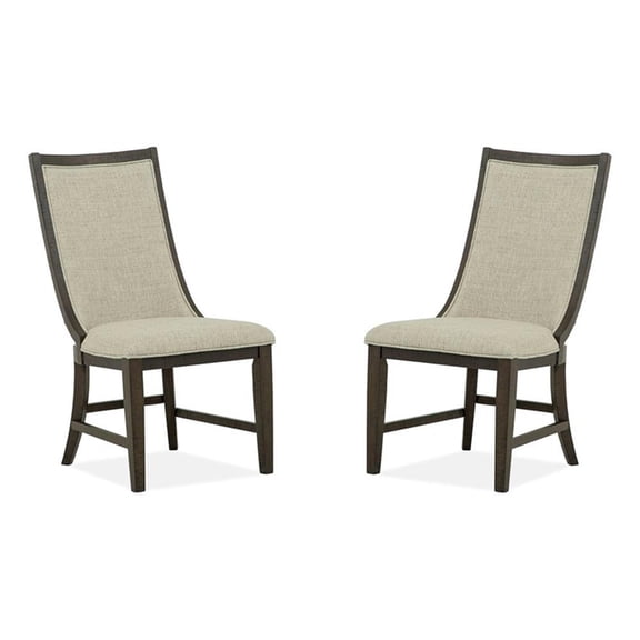 Bowery Hill Contemporary Upholstered Host Chair 2-Pack in Graphite