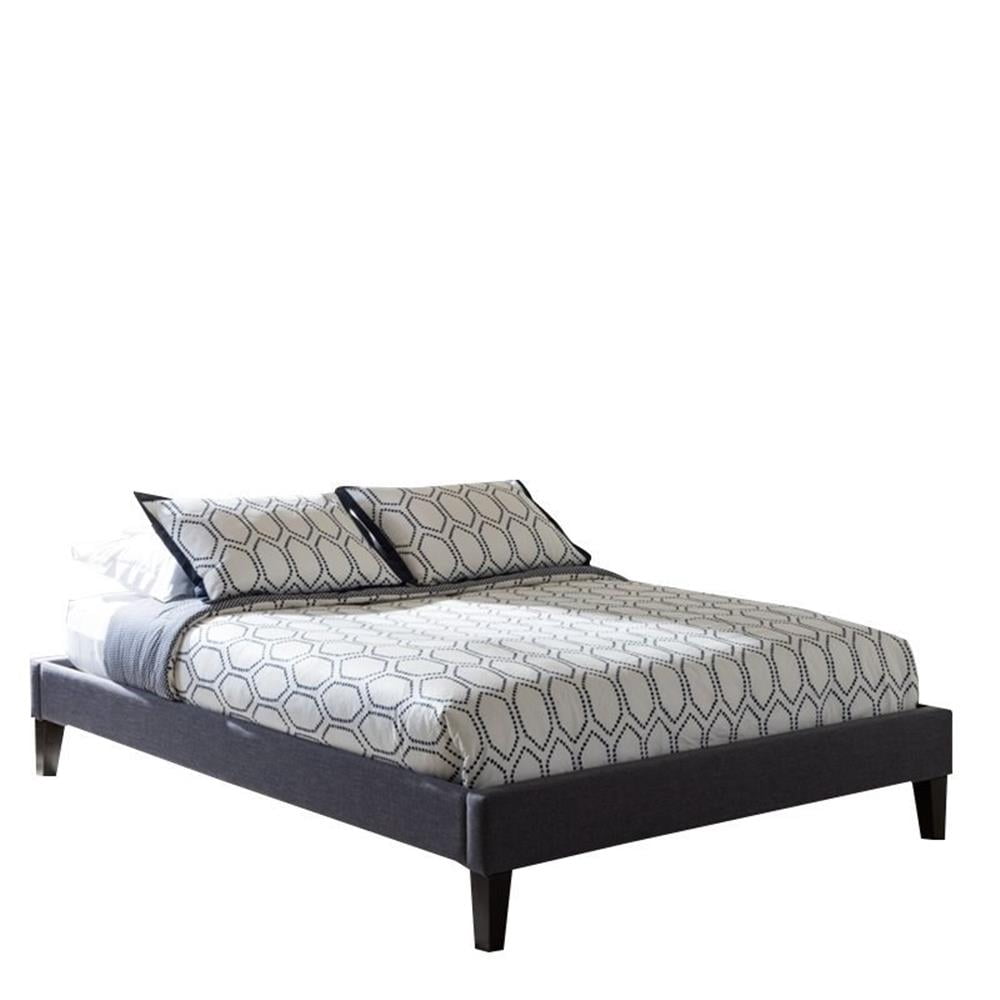 Bowery Hill Contemporary Upholstery Full Platform Bed in Dark Gray