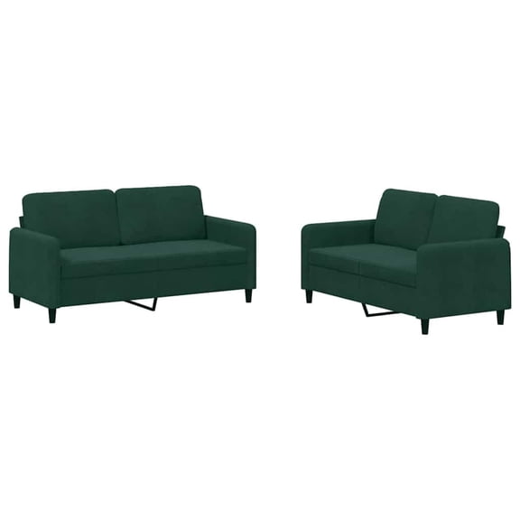 Bowery Hill Contemporary Velvet Sofa Set in Dark Green Finish