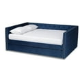 thumbnail image 1 of Bowery Hill Contemporary Velvet Upholstered Full Size Daybed w/ Trundle in Blue, 1 of 6