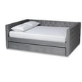 thumbnail image 1 of Bowery Hill Contemporary Velvet Upholstered Full Size Daybed w/ Trundle in Gray, 1 of 7