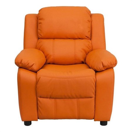 Bowery Hill Contemporary Vinyl Upholstered Kids Recliner in Orange