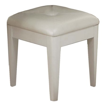 Bowery Hill Contemporary Vinyl Upholstered Vanity Bench in Iridescent White