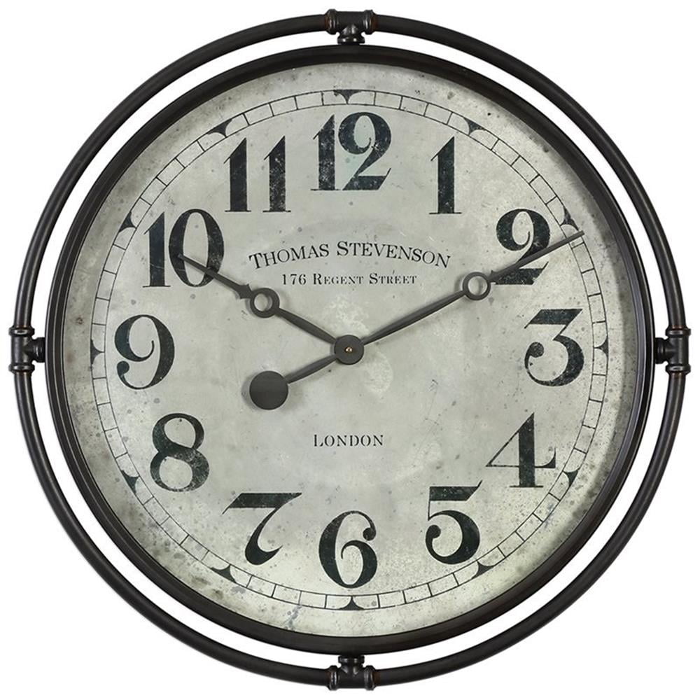 Smoke Gray Industrial Iron Round Wall Clock