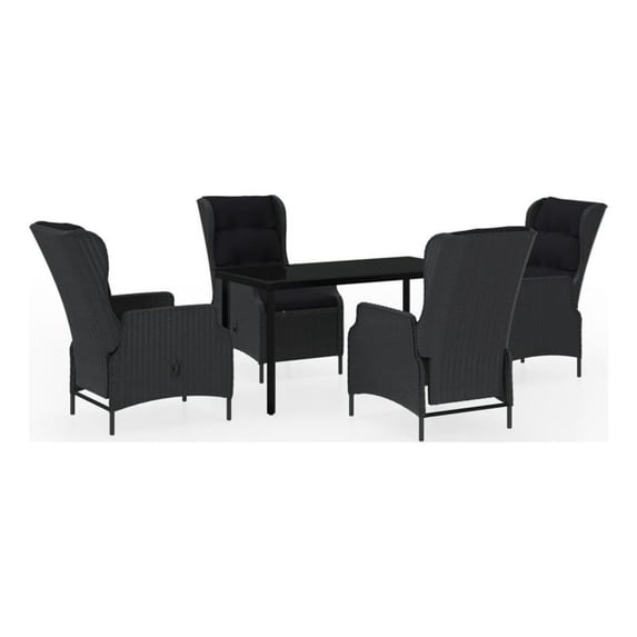 Bowery Hill Contemporary Weather-Resistant Garden Dining Set in Dark Gray