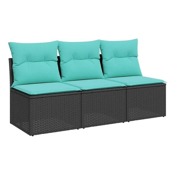 Bowery Hill Contemporary Weather-Resistant Poly Rattan Garden Sofa in Black