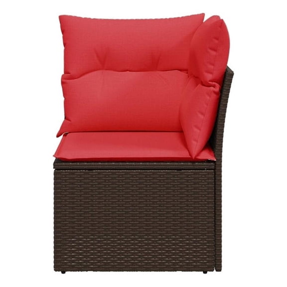 Bowery Hill Contemporary Weather-Resistant Poly Rattan Garden Sofa in Brown