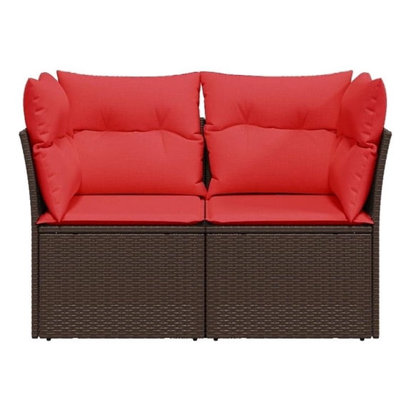 Bowery Hill Contemporary Weather-Resistant Poly Rattan Garden Sofa in Brown