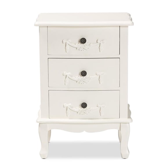Bowery Hill Contemporary White Finished Wood 3-Drawer End Table
