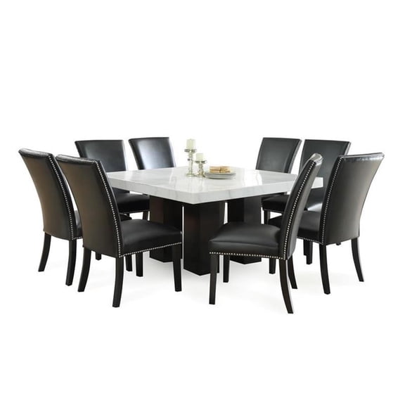 Bowery Hill Contemporary White Marble Top Square Dining Table