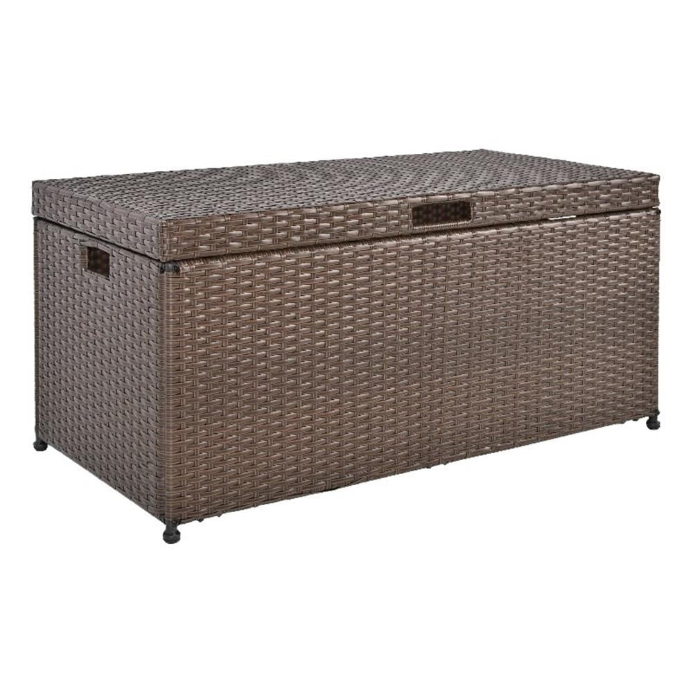 Espresso Wicker 40'' Outdoor Storage Deck Box with Steel Frame