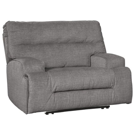 Bowery Hill Contemporary Wide Seat Power Recliner in Charcoal