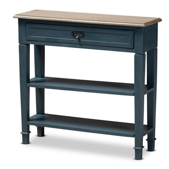 Bowery Hill Contemporary Wood 1-Drawer Console Table in Blue