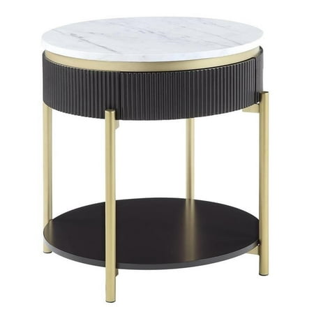 Bowery Hill Contemporary Wood 1-Drawer End Table in Dark Walnut