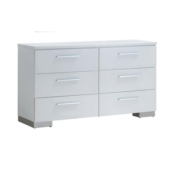 Bowery Hill Contemporary Wood 6-Drawer Dresser in White