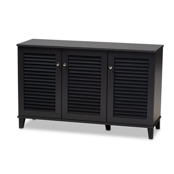 Bowery Hill Contemporary Wood 8-Shelf Shoe Cabinet in Dark Gray