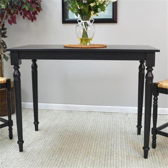 Bowery Hill Contemporary Wood Bar Table in Antique Black Finish