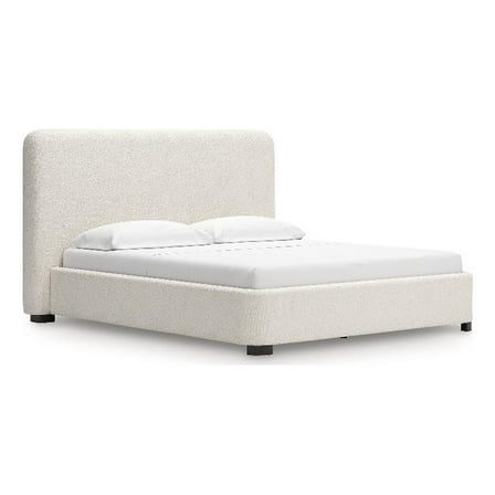 Bowery Hill Contemporary Wood Beige California King Upholstered Bed