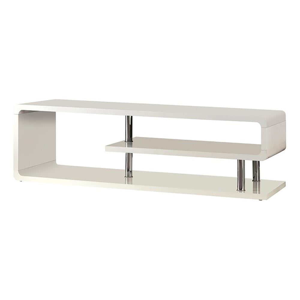 Bowery Hill Contemporary Wood/Chrome TV Stand for TVs up to 55" in White