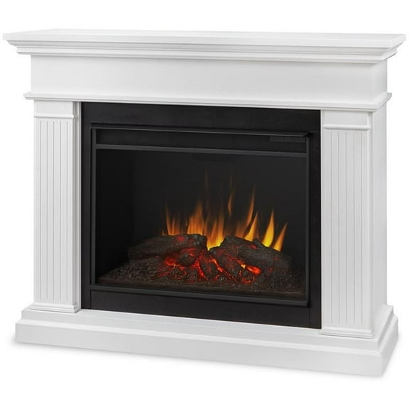 Bowery Hill Contemporary Wood Grand Electric Fireplace in White