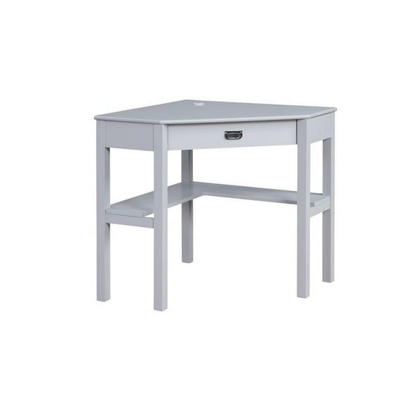 Bowery Hill Contemporary Wood One Drawer Corner Desk in Gray