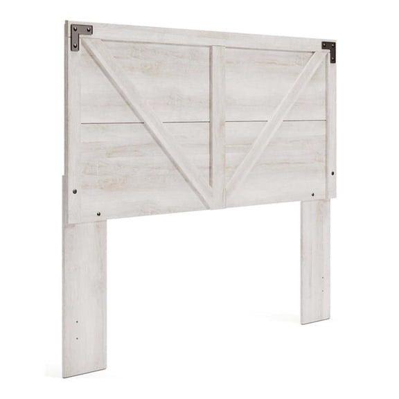 Bowery Hill Contemporary Wood Queen Crossbuck Panel Headboard in Whitewash