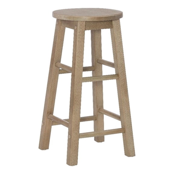 Bowery Hill Contemporary Wood Round Counter Stool in Washed Gray