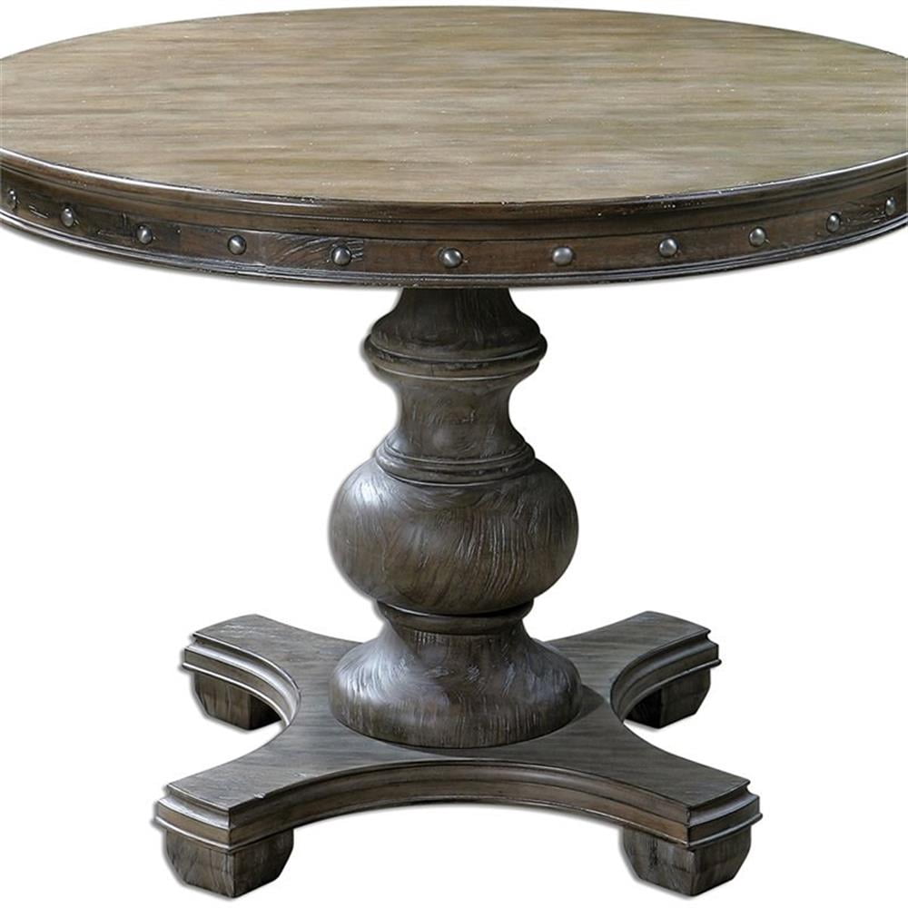 Bowery Hill Contemporary Wood Round Table in Light Gray Finish ...