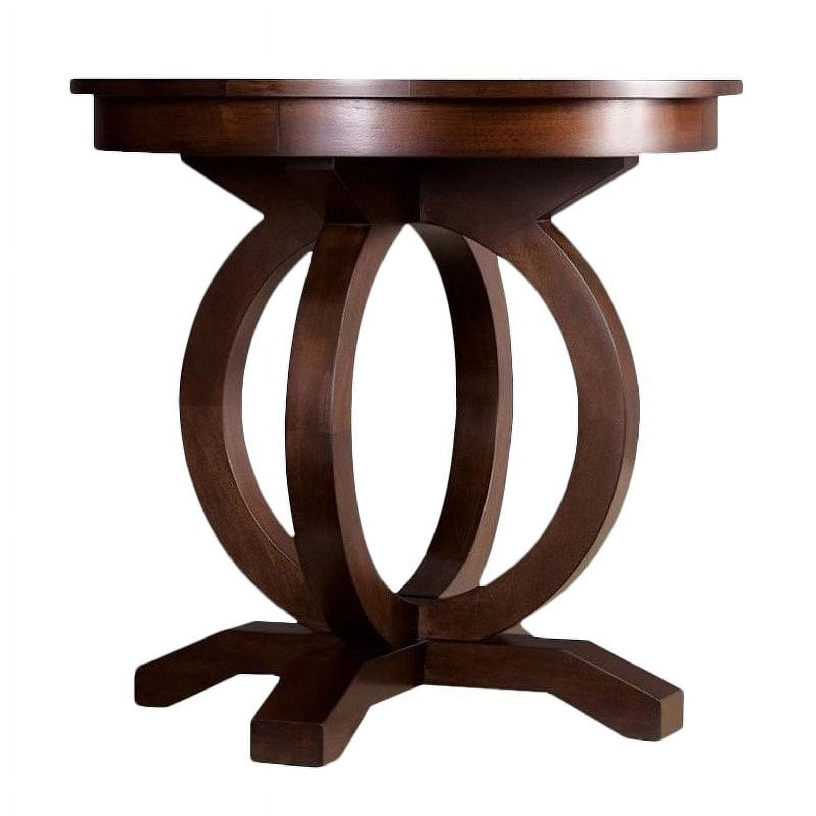 Bowery Hill Contemporary Wood Top Round End Table in Walnut Finish