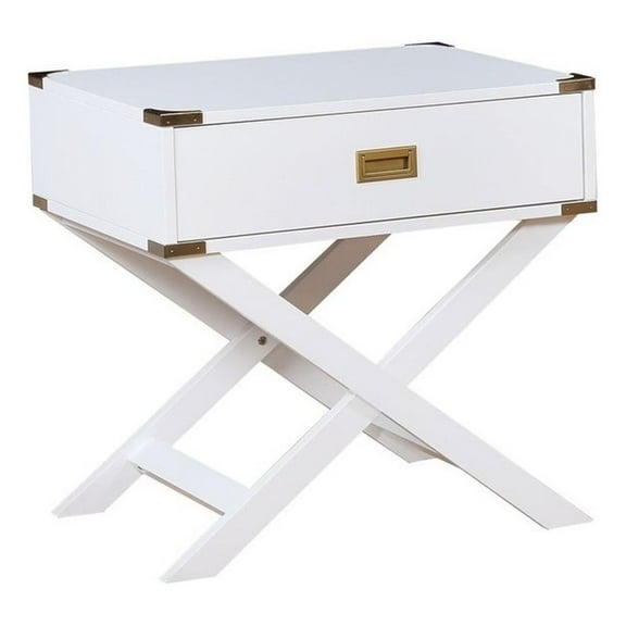 Bowery Hill Contemporary Wood X-Shape Legs End Table in White