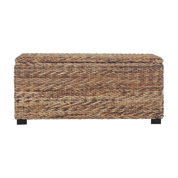 Bowery Hill Contemporary Woven Banana Leaf Storage Trunk in Natural