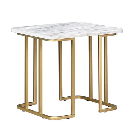 Bowery Hill Contemporary styled Metal End Table in White Finish
