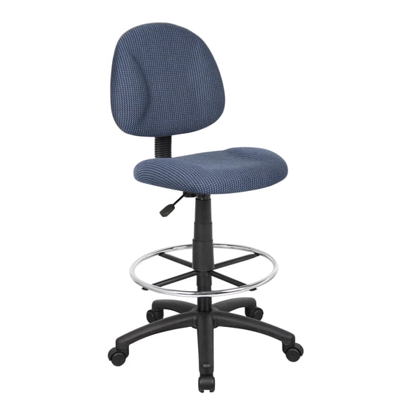 Bowery Hill Contoured Comfort Rolling Fabric Drafting Stool in Blue