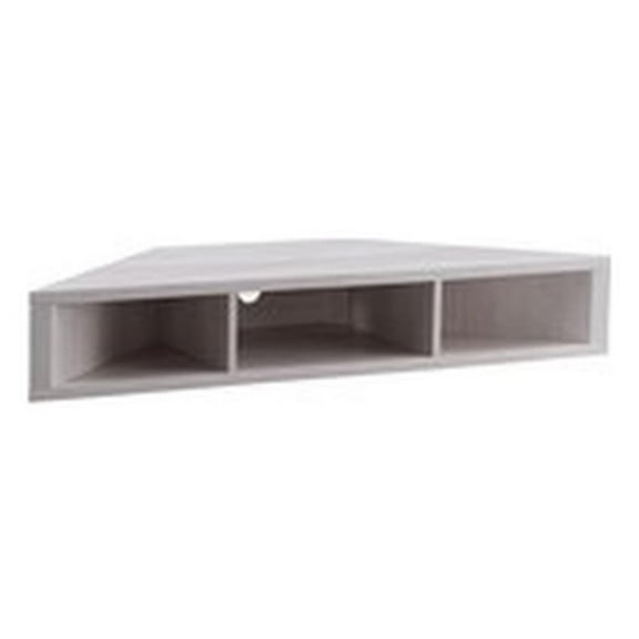 Bowery Hill Corner Wood Wall Mounted Floating Shelf 42" TV Stand Console in White Oak