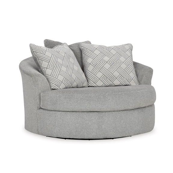 Bowery Hill Corner-blocked frame Light Gray Oversized Swivel Accent Chair