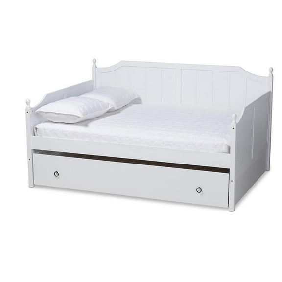 Bowery Hill Cottage White Finished Wood Full Size Daybed with Trundle
