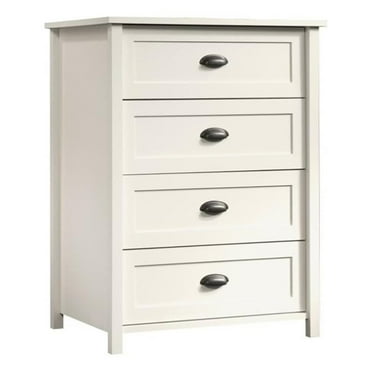 Bowery Hill Country Rustic 4 Drawer Storage Chest Dresser in Soft White, 41" Tall