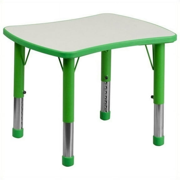 Bowery Hill Curved Rectangular Plastic Activity Table in Green
