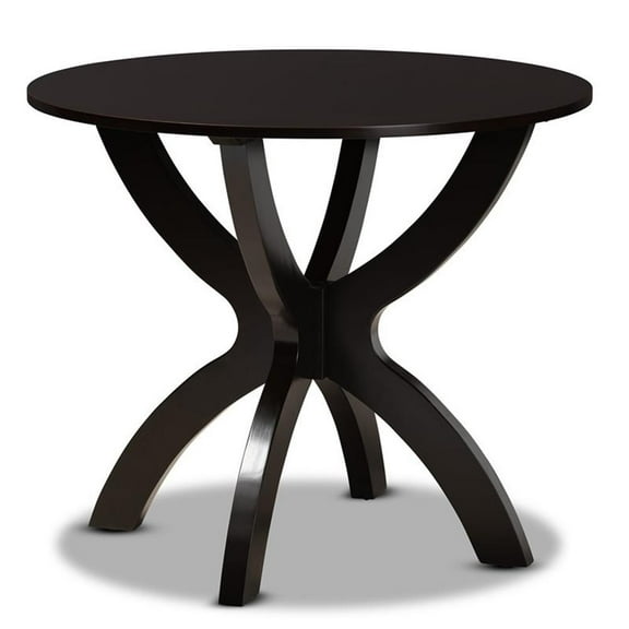 Bowery Hill Dark Brown Finished 35-Inch-Wide Round Wood Dining Table