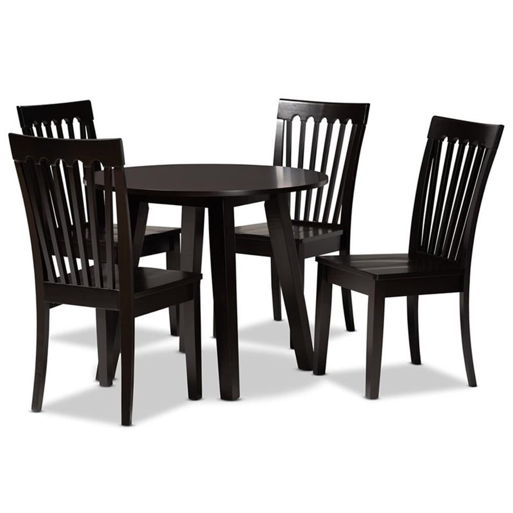 Bowery Hill Dark Brown Finished Wood 5-Piece Dining Set