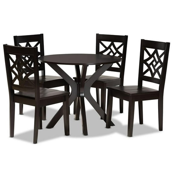 Bowery Hill Dark Brown Finished Wood 5-Piece Dining Set