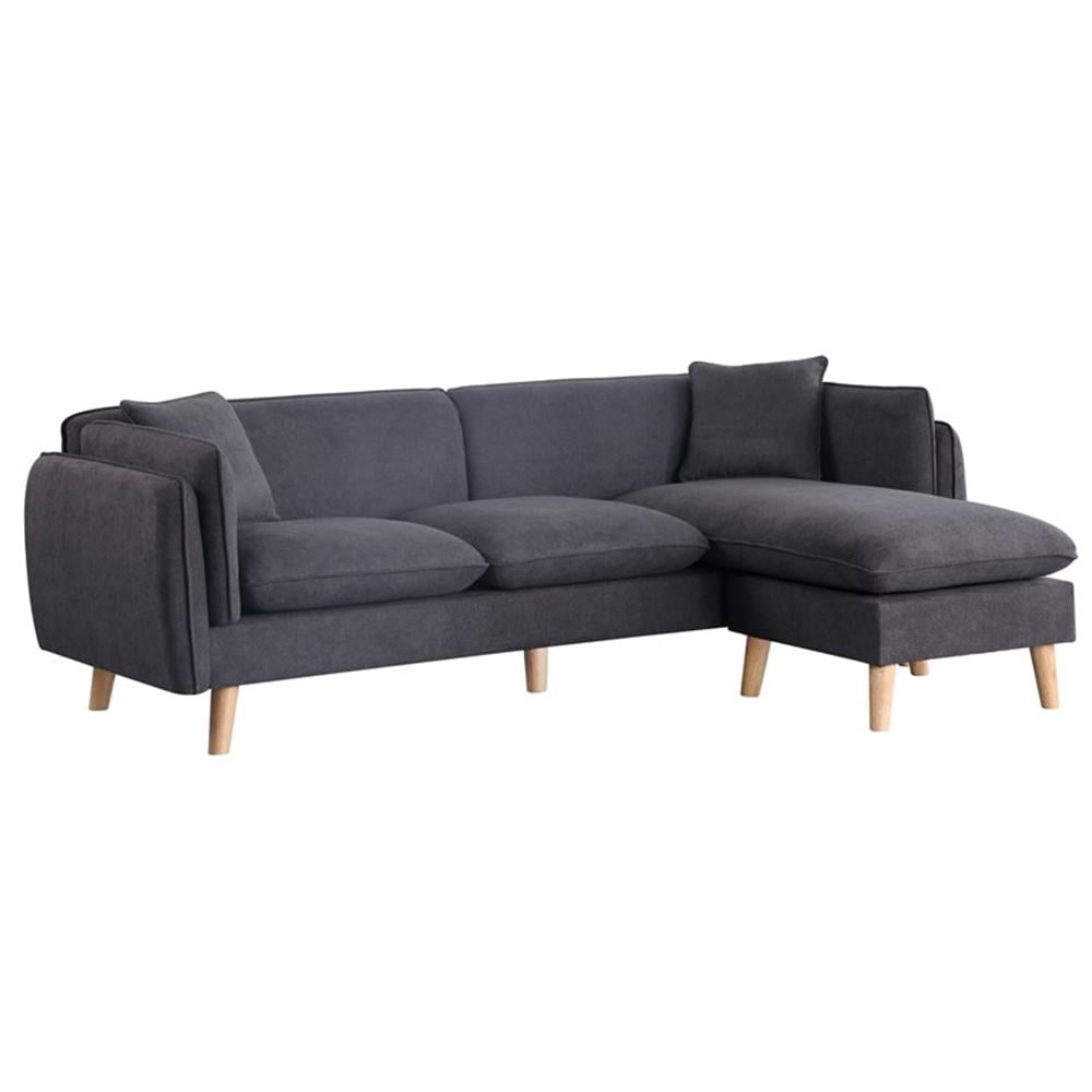 Bowery Hill Dark Gray Fabric Sectional Sofa Chaise Ottoman and 2 ...