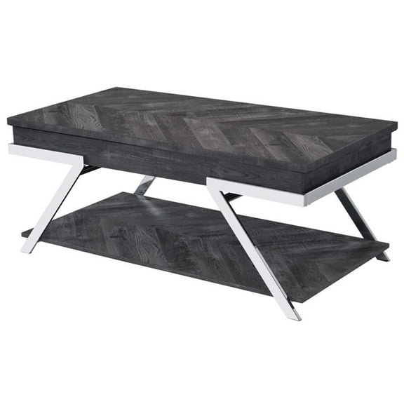 Bowery Hill Dark Gray Lift-Top Wood and Laminate Cocktail Table
