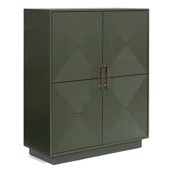 Bowery Hill Dark Green Accent Cabinet with Patterned Door Fronts