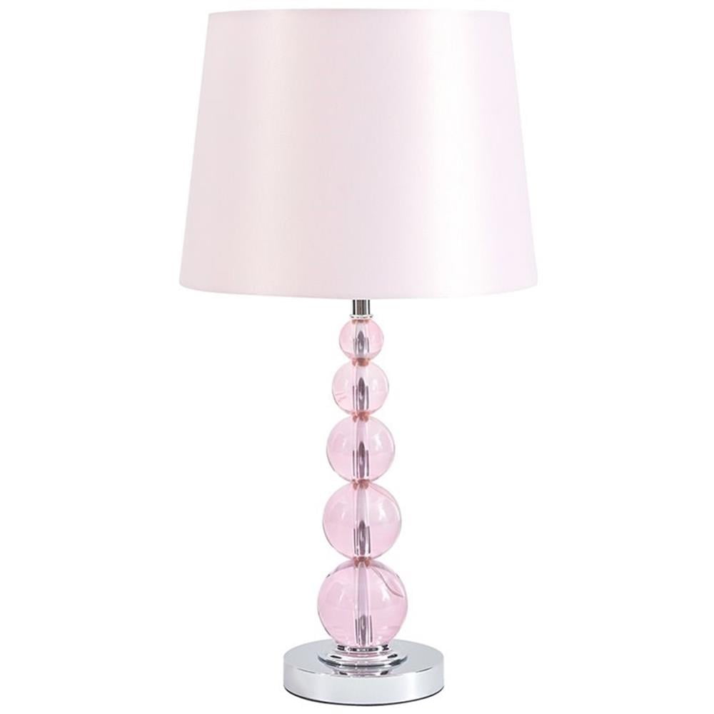 Pink Crystal Table Lamp with Polyester Shade, 23"