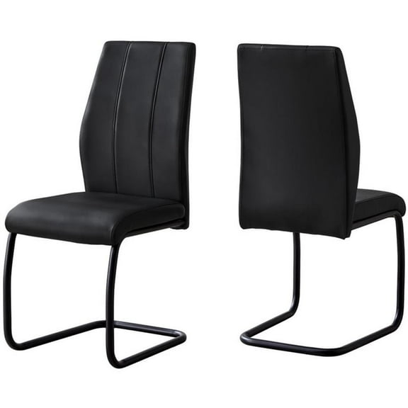 Bowery Hill Dining Chair Set Of 2 Side Upholstered Kitchen Pu Leather Look Black