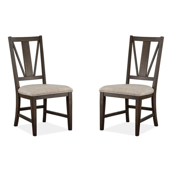 Bowery Hill Dining Side Chair with Upholstered Seat in Graphite (Set of 2)