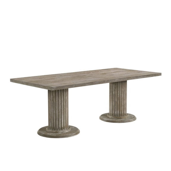 Bowery Hill Dining Table with Double Pedestal in Reclaimed Gray